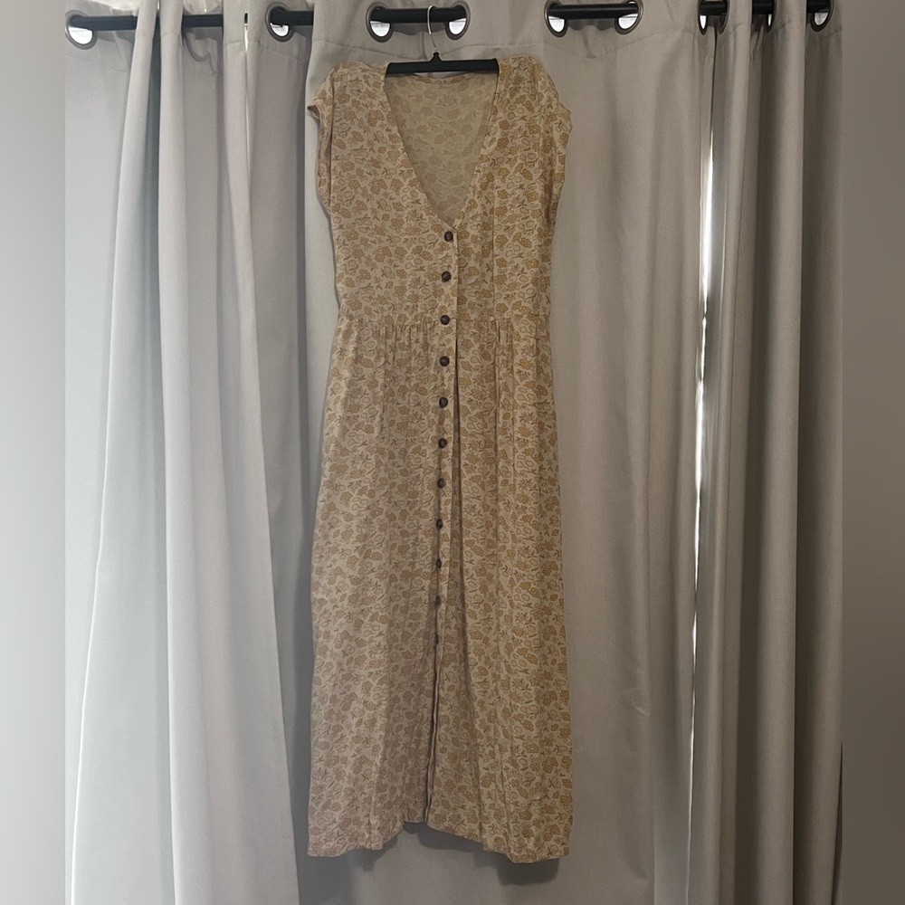 Madewell Yellow Cream Buttoned Sundress
